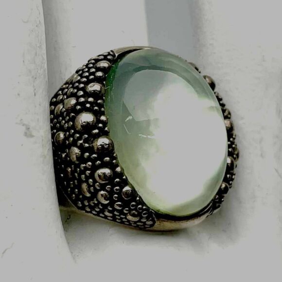 Vintage Michael Dawkins Sterling Silver Starry Night Mother Of Pearl Oval Ring - Picture 2 of 5